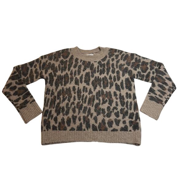 Rails Crewneck Lana Leopard Print Sweater Size X-Small Boho Animal Cozy Neutral - Picture 3 of 9